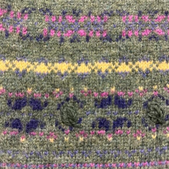 Vintage Northern Reflections Fair Isle Wool Cardigan Sweater Green Size Large - Picture 7 of 11